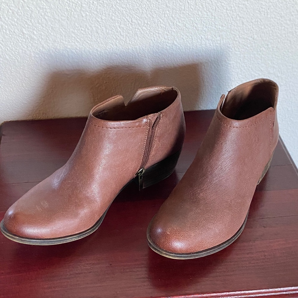 Lucky Brand Brown Ankle Booties with Side Zip